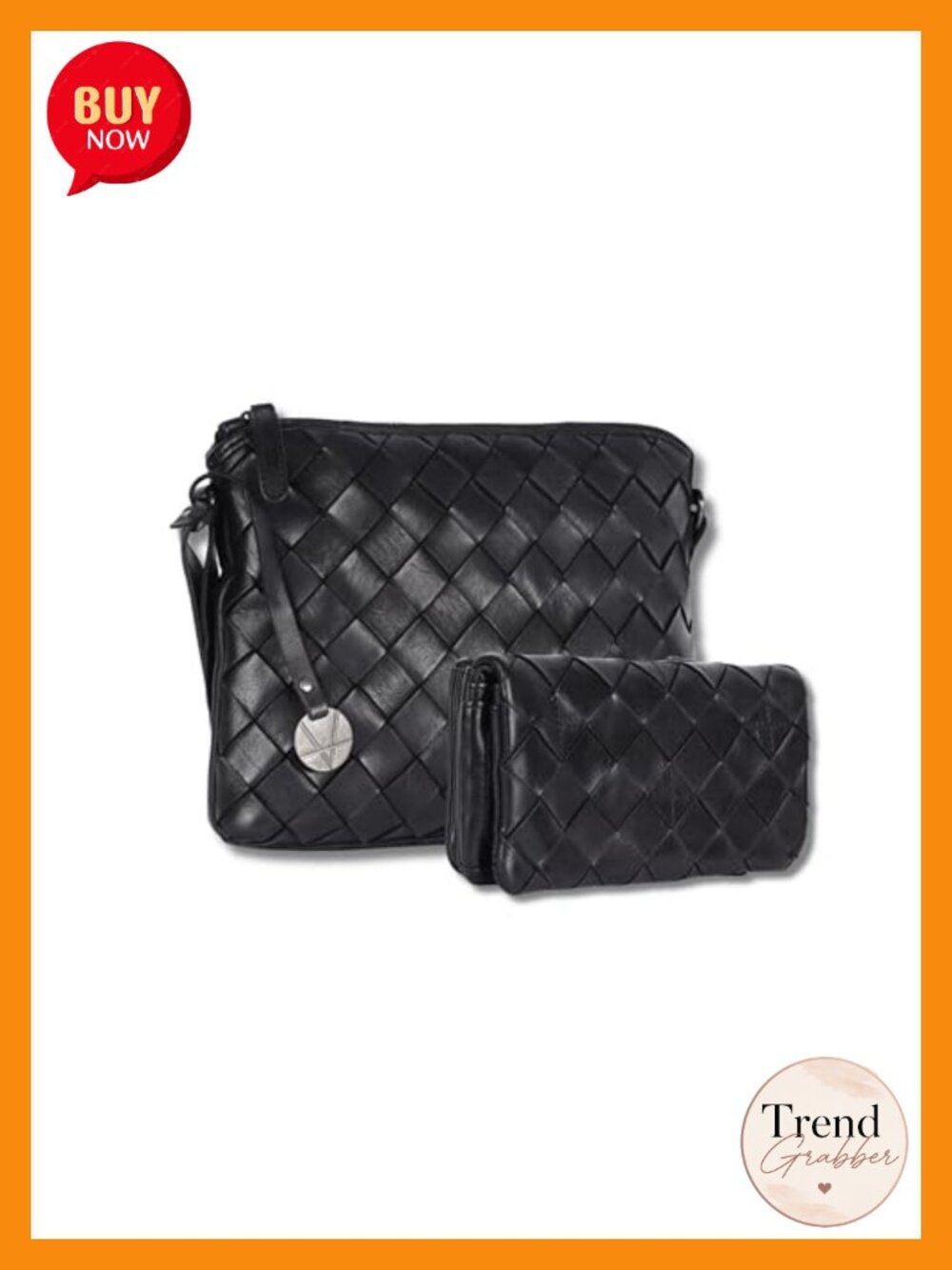 Genuine Leather Crossbody Bag & Wallet Set for Women Zipper Coin Purse